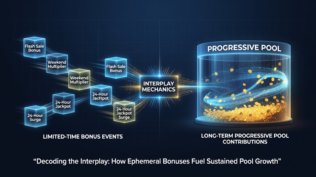Analytics dashboard showing progressive jackpot contribution trends alongside bonus event timelines