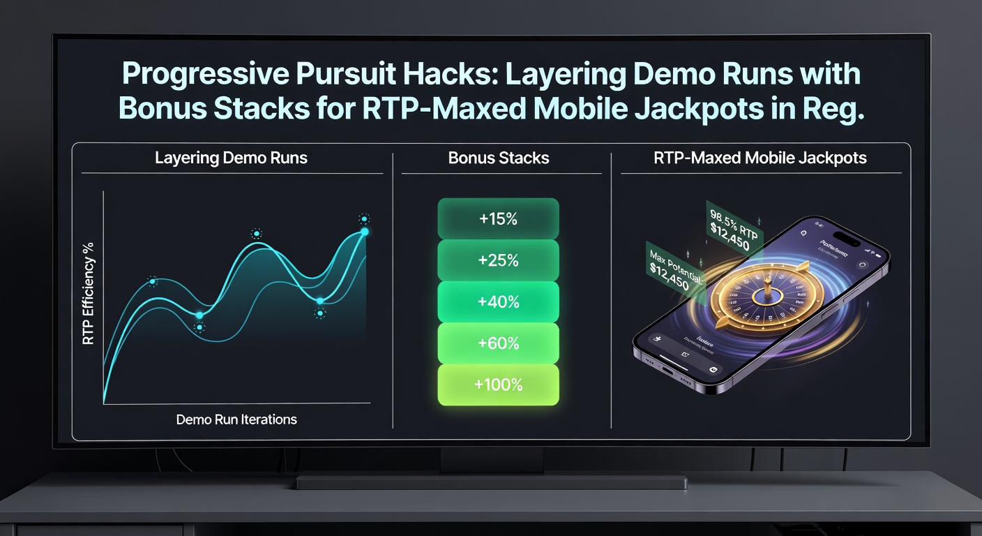 Layered bonus screen on a US mobile casino app displaying stacked free spins, progressive meter, and high RTP indicator