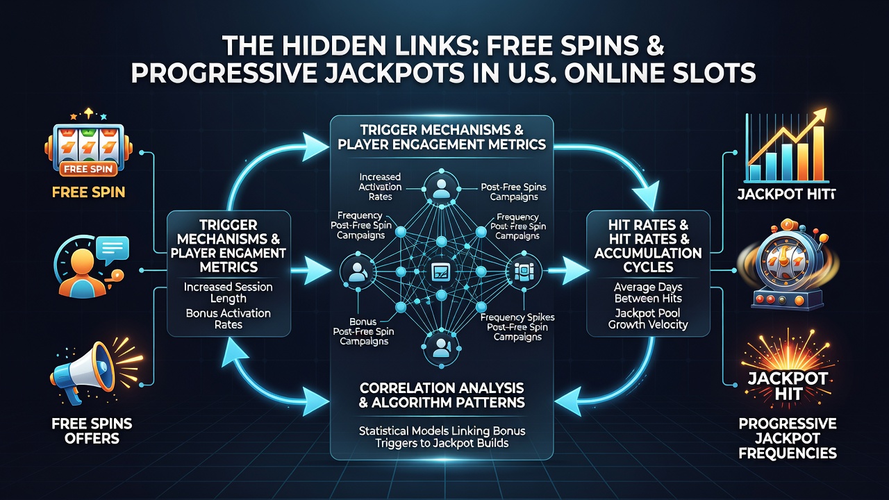 Analytics dashboard displaying free spin redemption rates alongside progressive jackpot frequency charts for US mobile slots