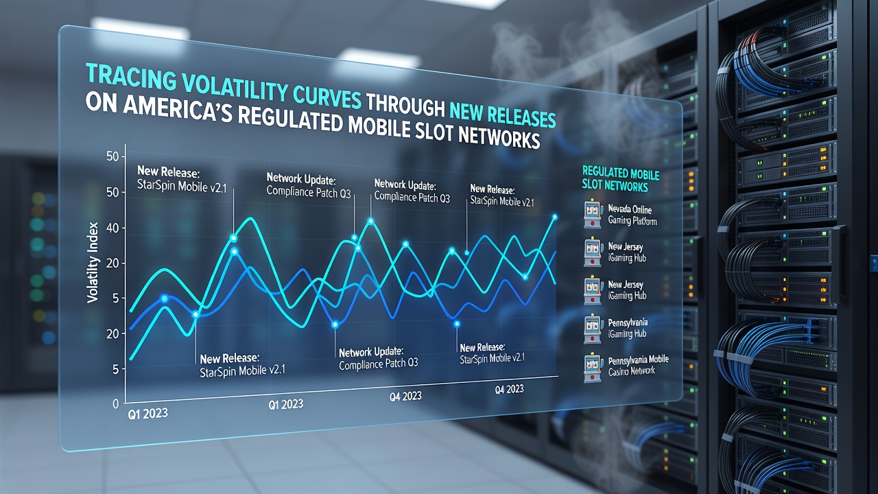 Mobile device showing slot game interface with volatility indicators overlaid